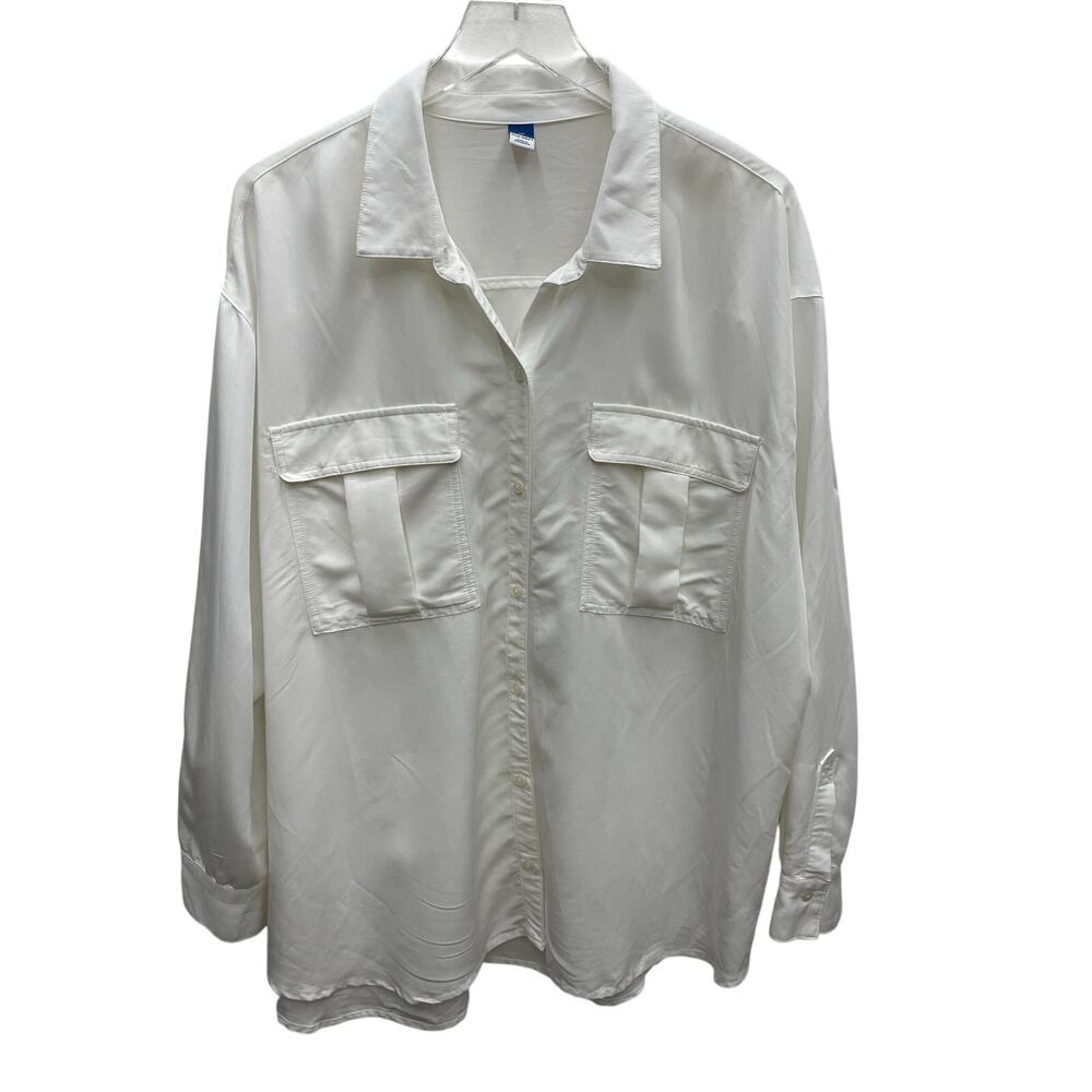 Old Navy White Relaxed Blouse Shirt Long Sleeves Size 2X